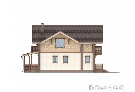 Проект каркасного дома с встроенным гаражом / Фасад 4