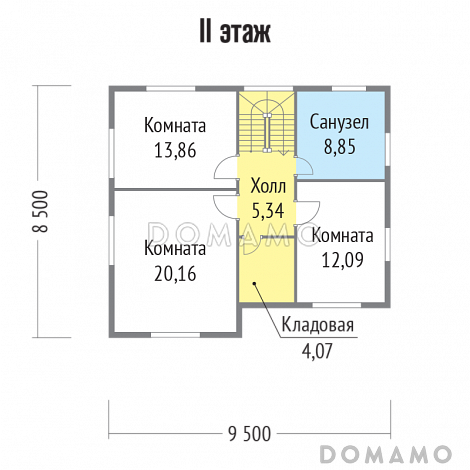 Проект каркасного дома с просторными комнатами / План мансардного этажа