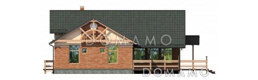 Проект большого одноэтажного дома с обширной террасой и приватной хозяйской территорией / Фасад 2