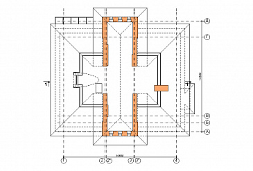 Проект двухэтажного коттеджа с террасой / План мансардного этажа