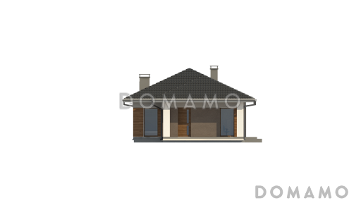 Проект простого комфортного одноэтажного дома из газобетона с тремя спальнями / Фасад 1