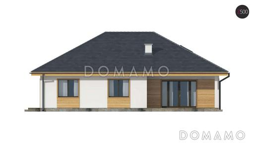 Проект одноэтажного дома из газобетона с тремя спальнями и с возможностью обустройства мансарды / Фасад 3