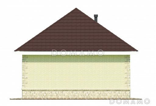Проект одноэтажного гаража из газобетона с облицовкой из желтого кирпича / Фасад 4