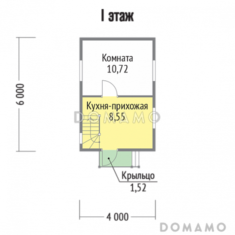 Проект дома со стенами из деревянного каркаса / План 1 этажа