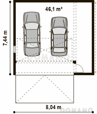 Проект гаража из кирпича для двух авто с дополнительным помещением / План 1 этажа