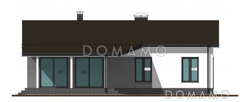 Проект одноэтажного загородного дома с тремя спальнями и большой гостиной с окнами в пол / Фасад 2