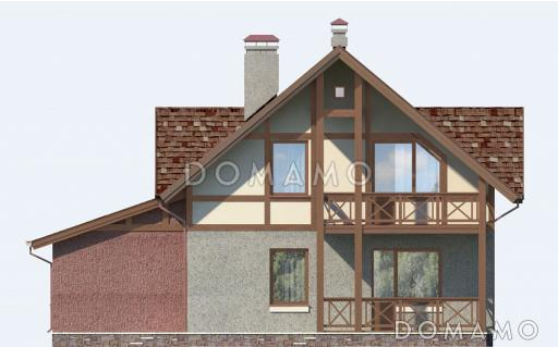 Проект небольшого дома с пятью жилыми комнатами и балконом из СИП панелей / Фасад 3