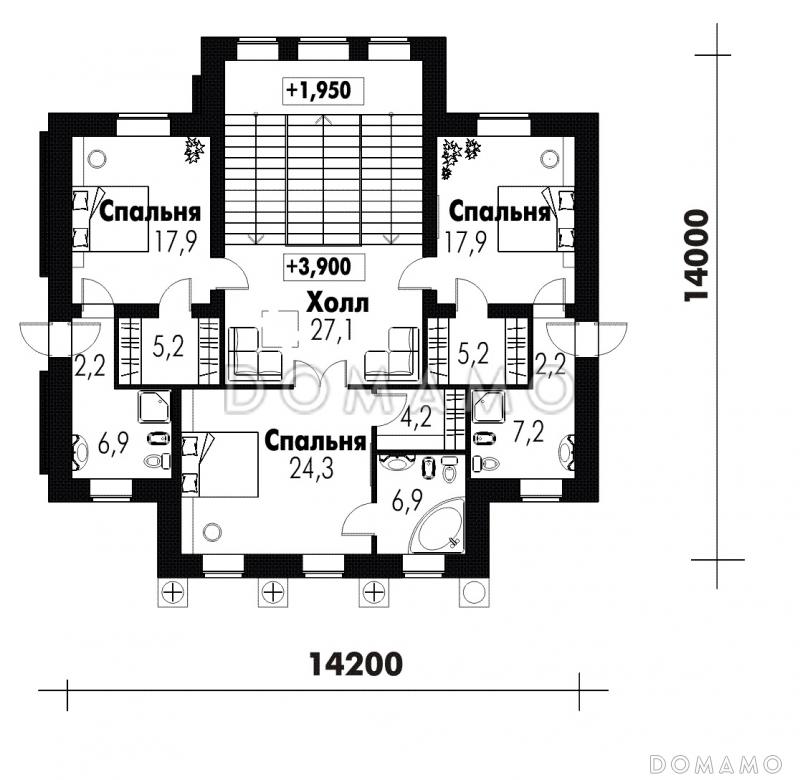 Большой дом в классическом стиле / План 2 этажа