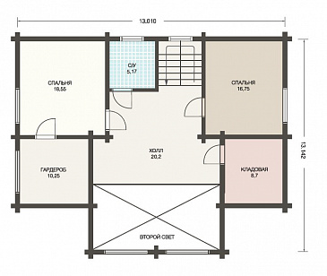 Проект дома из клееного бруса для круглогодичного проживания семьи / План мансардного этажа