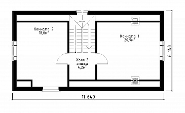 Проект бани с жилой мансардой, террасой и барбекю. / План мансардного этажа