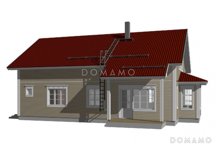 Проект каркасного дома с балконом над главным входом