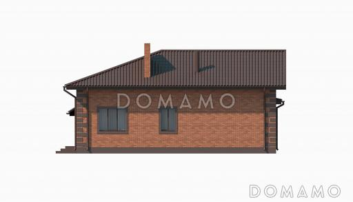 Проект дома с гаражом, хозпомещением, кухней-столовой с выходом во двор / Фасад 3