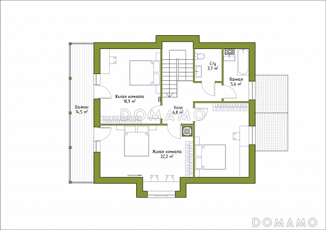 Проект коттеджа шале / План мансардного этажа