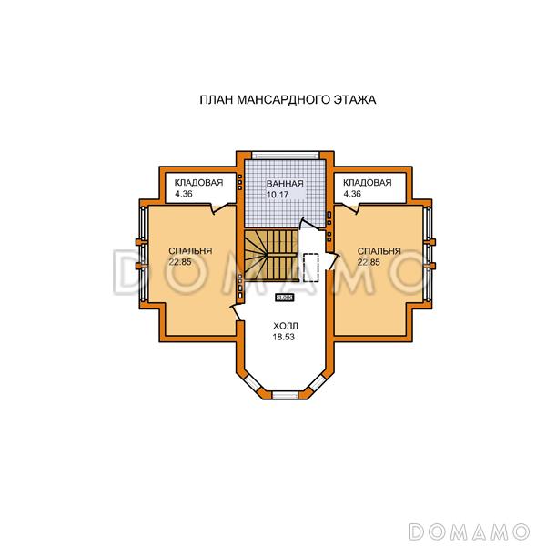 Проект дома из газобетонных блоков с цокольным этажом / План мансардного этажа