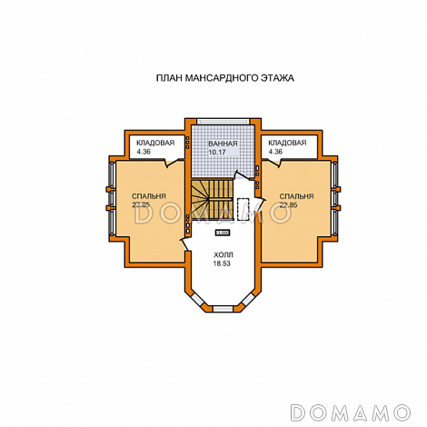 Проект дома из газобетонных блоков с цокольным этажом / План мансардного этажа