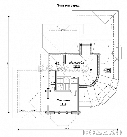 Проект коттеджа в стиле деревянного модерна / План мансардного этажа