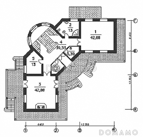 Проект дома из кирпича с бассейном и сауной на цокольном этаже / План 1 этажа