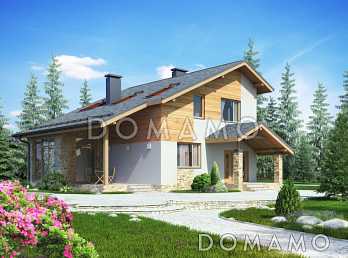 Проект загородного дома с панорамным окном в гостиной