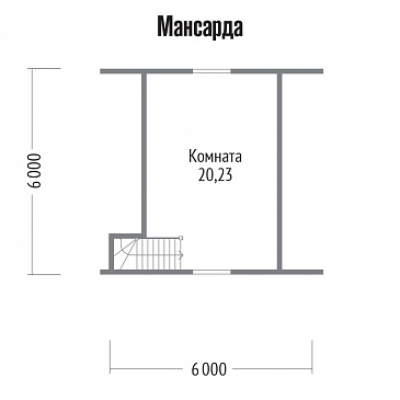 Проект каркасной бани 6х6 с мансардой / План мансардного этажа