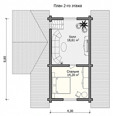 Проект небольшого дома, который очень хорошо подойдет для проживания небольшой семьи / План мансардного этажа