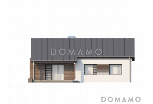 Проект одноэтажного дома из кирпича с современными фасадами и эркерами / Фасад 2