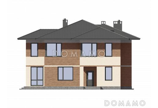 Проект кирпичного дома с санузлом в спальной комнате / Фасад 1