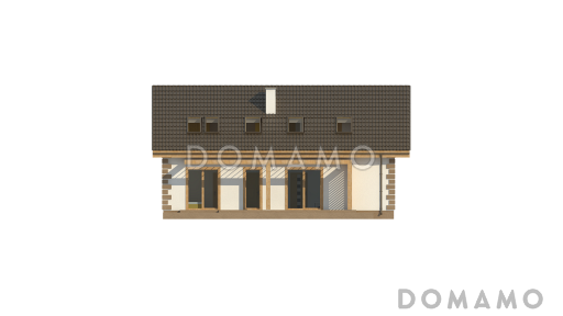 Проект одноэтажного мансардного дома из газобетона классической формы и планировки, с пятью комнатами / Фасад 3