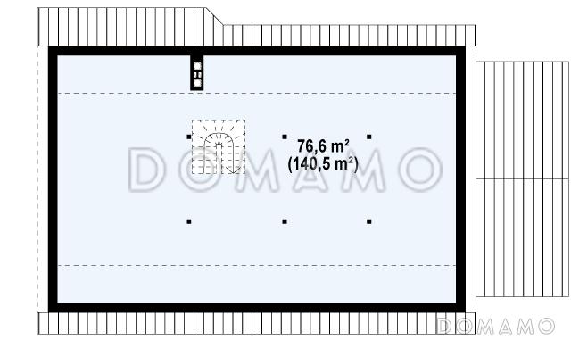 Проект классического одноэтажного дома из газобетона с тремя спальнями и возможностью обустройства мансарды и  с гаражом / План мансардного этажа