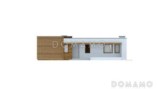 Проект одноэтажного дома из газобетона с плоской крышей с тремя спальнями / Фасад 1