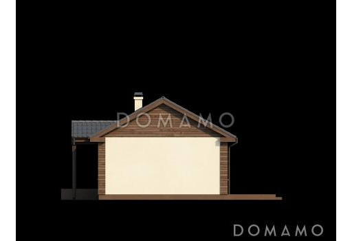 Проект компактного одноэтажного дома из газобетона с большой открытой террасой / Фасад 3