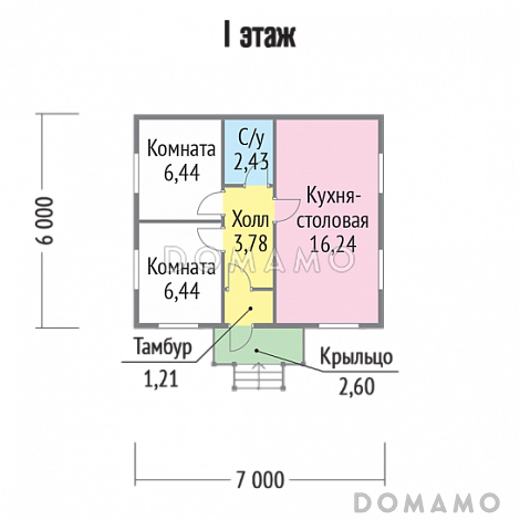 Проект одноэтажного небольшого дома / План 1 этажа
