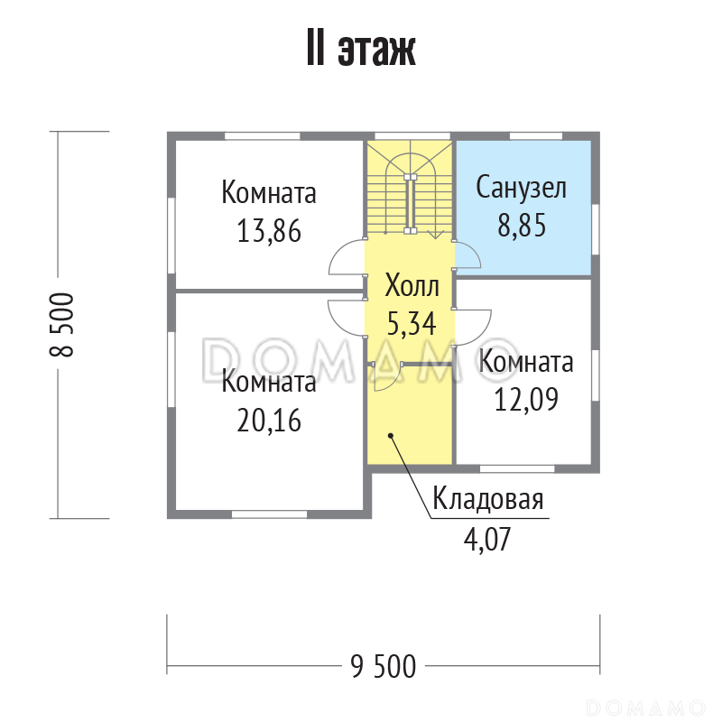 Проект дома из клееного бруса с просторными комнатами / План мансардного этажа
