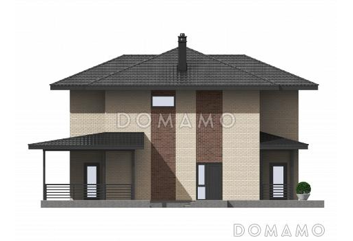 Проект 2-этажного газобетонного загородного дома с террасой / Фасад 3