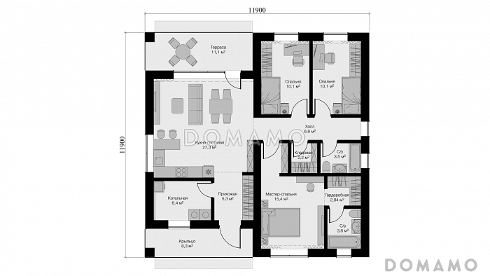 KVADRA Ps / План 1 этажа