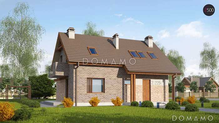 Проект одноэтажного мансардного дома из кирпича c отделкой фасадов облицовочным кирпичом с кабинетом и тремя спальнями