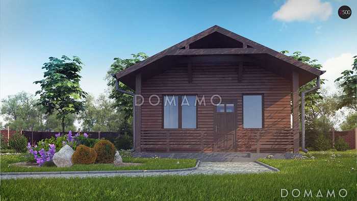 Проект компактной бани из кирпича с комнатой отдыха и крытой террасой