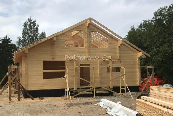 Проект деревянного дома с мансардой, вторым светом и сауной