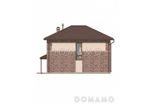 Проект современного двухэтажного дома из кирпича с четырьмя спальнями и кабинетом, без гаража / Фасад 1