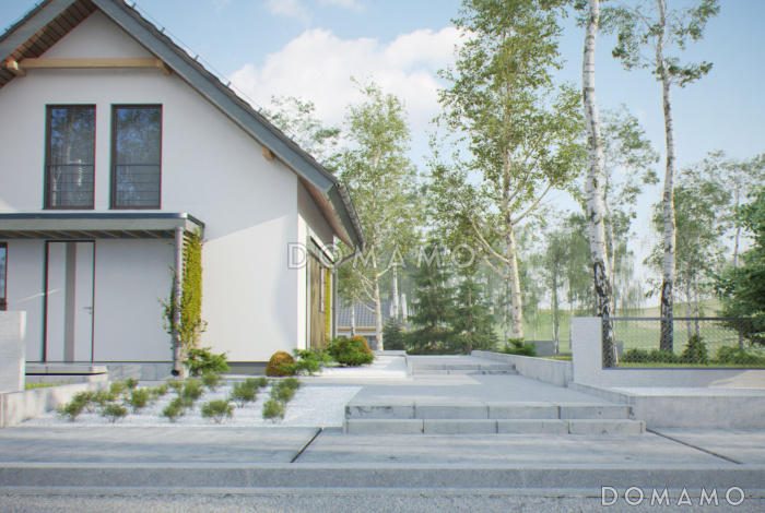 Проект компактного одноэтажного мансардного дома из газобетона с тремя спальнями и кабинетом