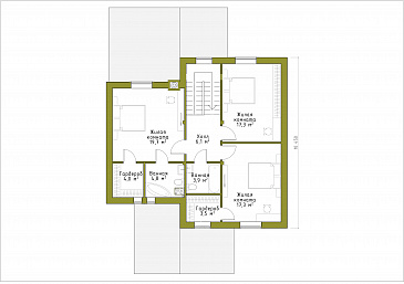 Проект коттеджа с эргономичной планировкой и террасой с барбекю / План мансардного этажа