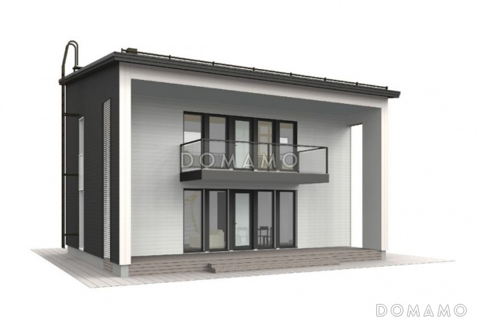 Проект двухэтажного каркасного дома с косой крышей