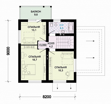Проект небольшого дома с пятью жилыми комнатами и балконом / План мансардного этажа