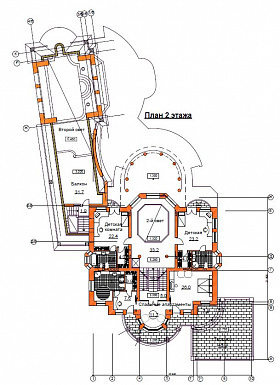 Проект загородного жилого дома спроектированного в традициях неоклассицизма начала ХХв. / План 2 этажа