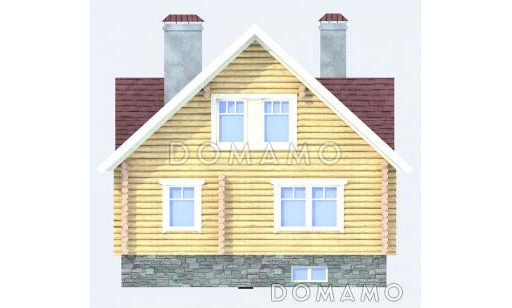 Проект дома из бревна с цокольным этажом / Фасад 4