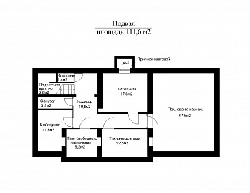 Проект гаража с помещениями вспомогательного назначения / План цокольного этажа