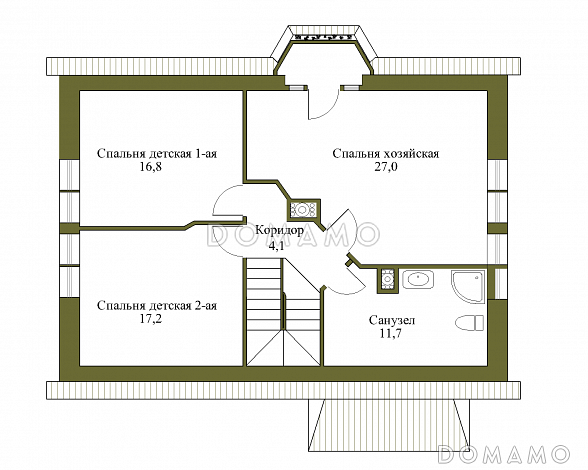 Проект дома по технологии ЛСТК с мансардой в европейском стиле / План мансардного этажа