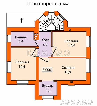 Проект дома по технологии ЛСТК с полным вторым этажом / План 2 этажа