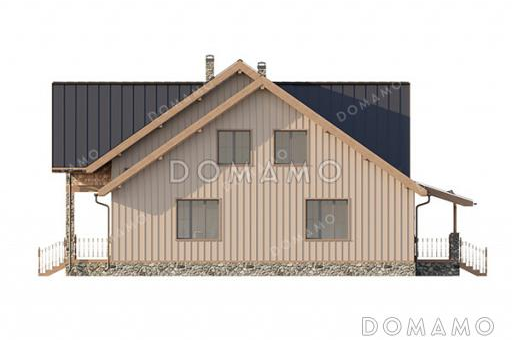 Проект дома с 3 спальнями, зимним садом и кладовой на кухне / Фасад 2