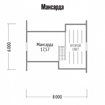 Проект миниатюрного каркасного дома / План мансардного этажа