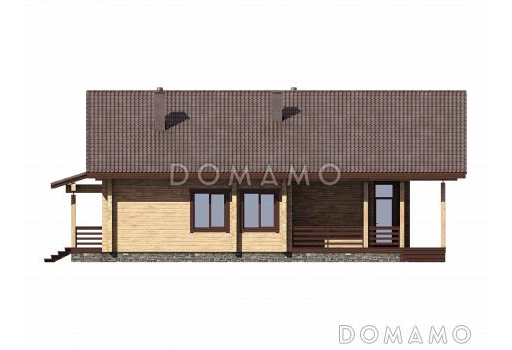 Проект дома из бруса с 4 спальнями, кабинетом и сауной / Фасад 4